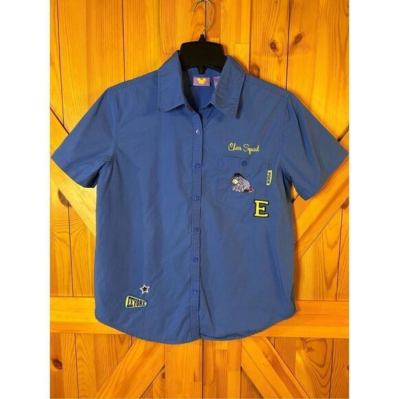 Disney Jerry Leigh Eeyore Cheer Squad With Patches Button Up Shirt Small Vintage - Picture 1 of 6